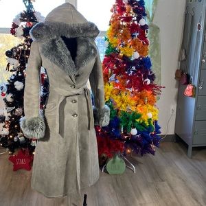 Women's Hooded suede Penny lane Coat